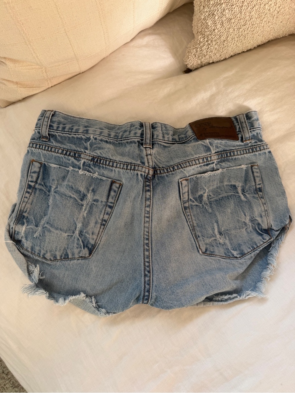 One Teaspoon Light Blue Distressed Jean Cutoff Shorts